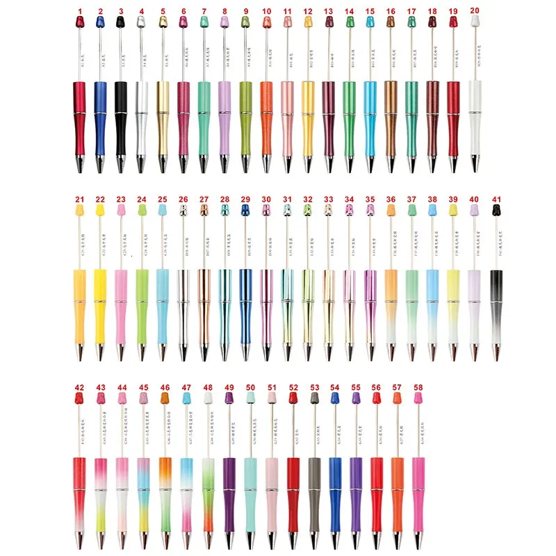 100st Candy Pärled Ballpoint Pen Pennor Gift för att skriva Beadable Diy Student Office Supplies 231220