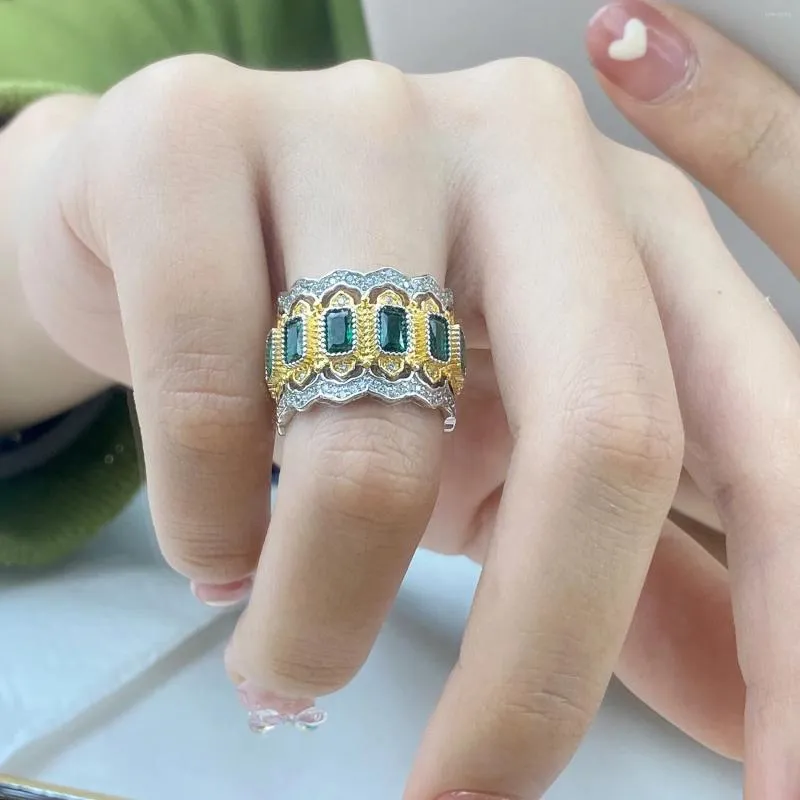Pierścienie klastra Artdeco Retro Retro Kobiety luksusowy biżuteria 925 srebrna propozycja zaproponowania zaręczyny poślubienie przyjęcia weselnego