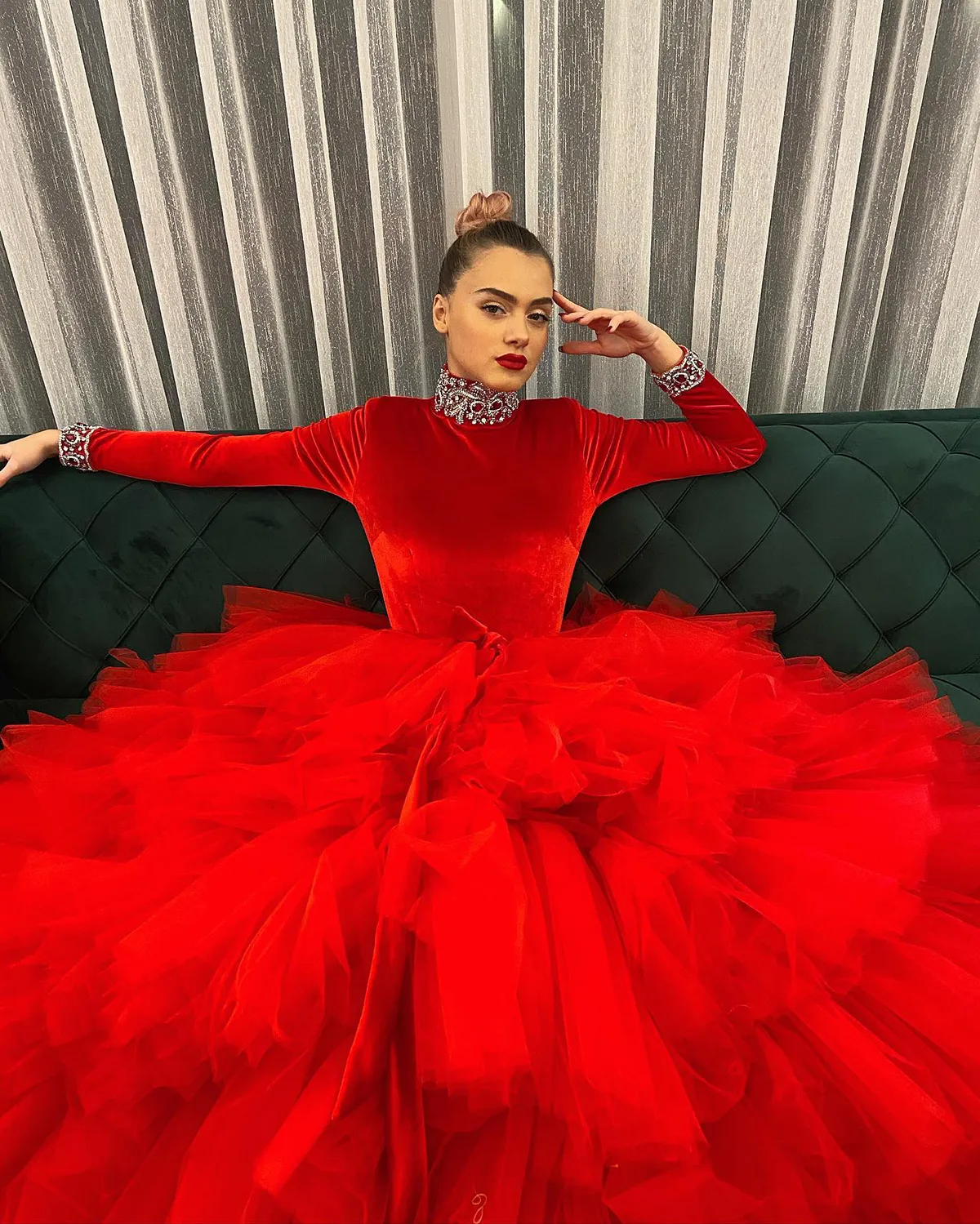 chinese dress ladies Double Straps Red Velvet Pleated Bodycon Homecoming Dress – FancyVestido
