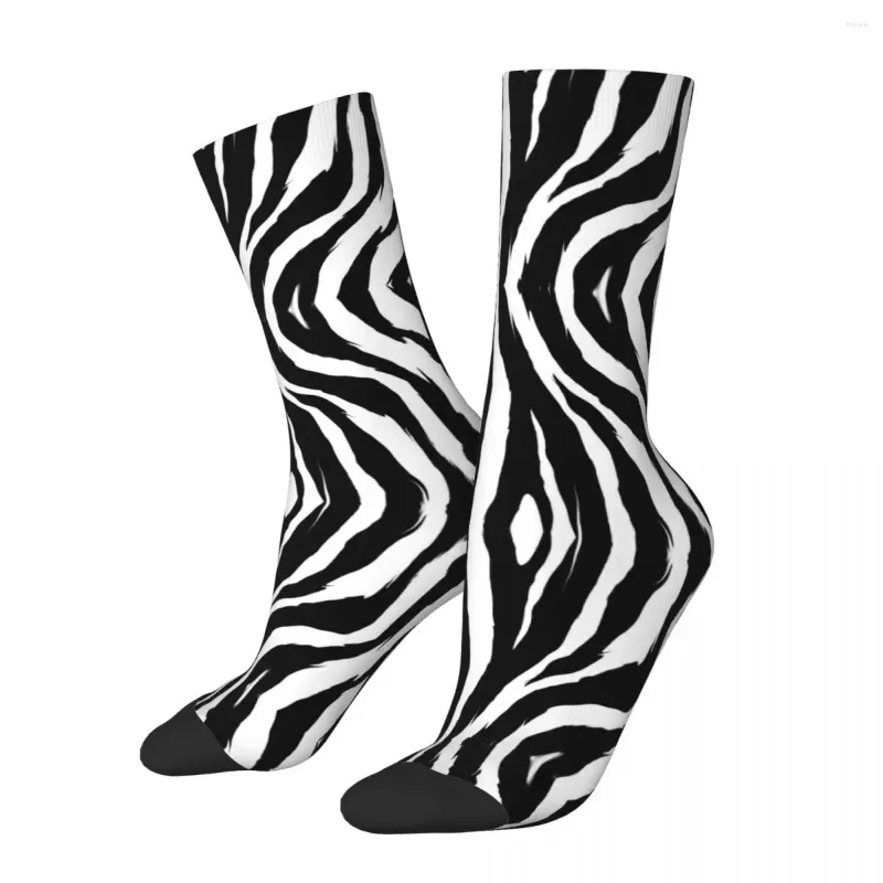 Chaussettes pour hommes Forwi Zebra Noir Blanc Motif Texture Peinture Mâle Hommes Femmes Bas d'été Hip Hop