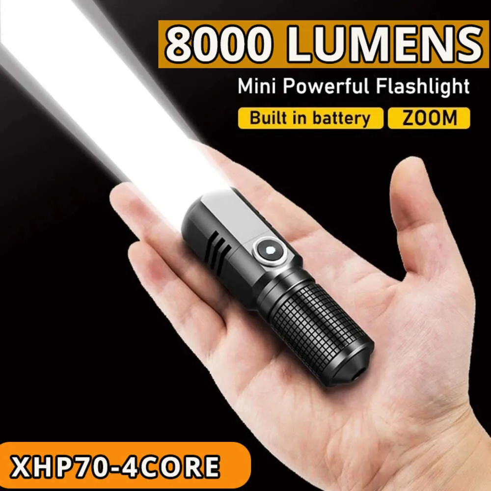 Nuove lanterne portatili Super Bright MINI XHP50 Torcia a LED Torcia USB Ricaricabile Zoom Lanterna da pesca Potente 3 modalità di illuminazione Lampada da campeggio