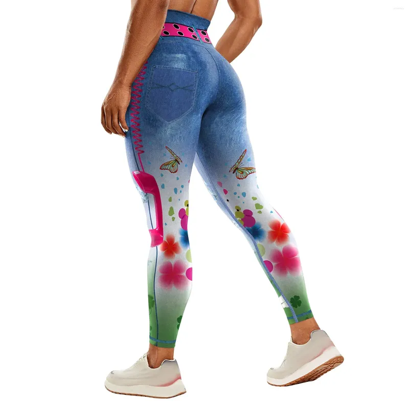 Kadın Pantolon Sweatpants Taytlar Top Desen Çizgili Yoga Yoga Yüksek Streç Nefes Alabilir İnce Donanmış Spor Bel Cepleri