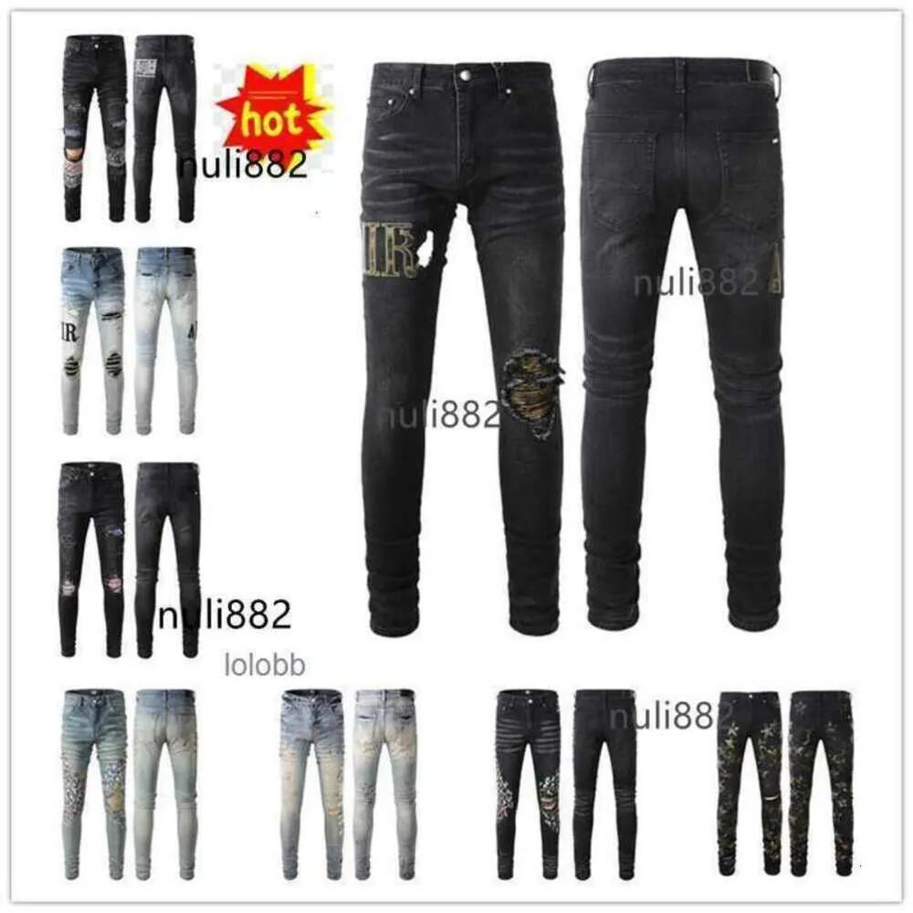 衣料品2024新しい到着Amari AmirlAmirlies Am Amis Imiri Amiiri Luxury Designer Denim Jeans Holes Jean CoolGuy Biker Pants Man 3M42