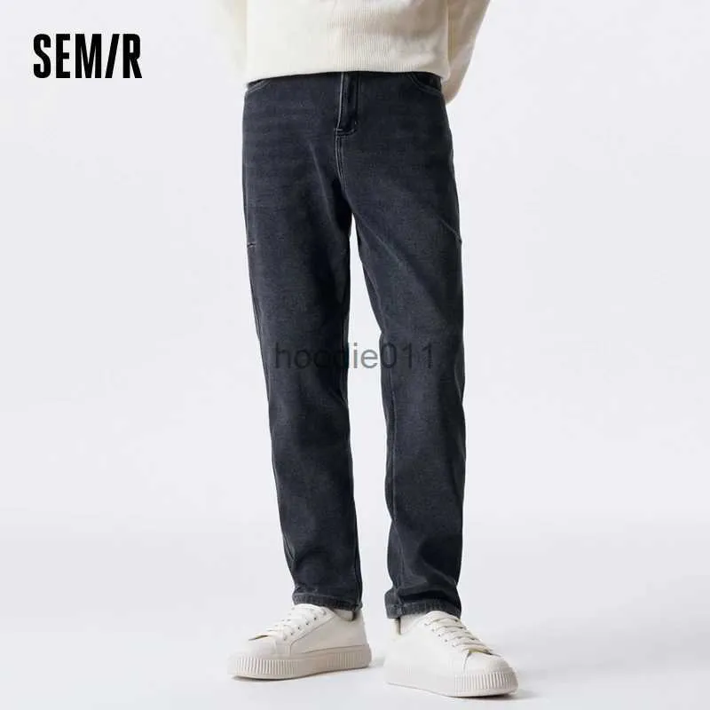 Jeans masculinos semir jeans homens inverno clássico retro moda simples calças na moda engrossado calças retas l231220