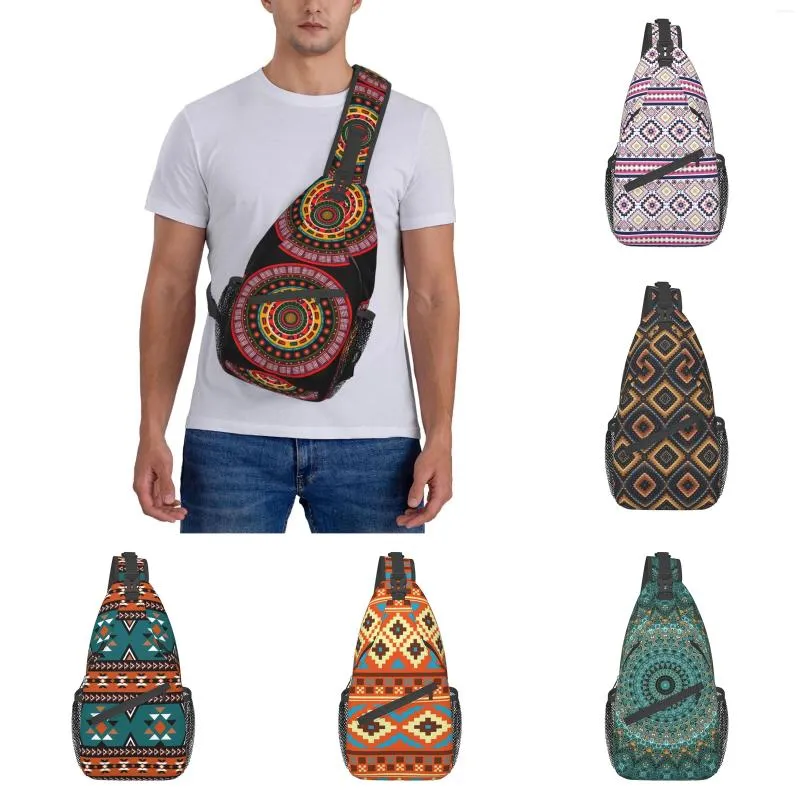 Sacs de taille Boho Boho Sac à poitrine pour hommes Femmes Bohemian Crossbody Sling Purse Purse de voyage de randonnée de randonnée sport avec sangle réglable