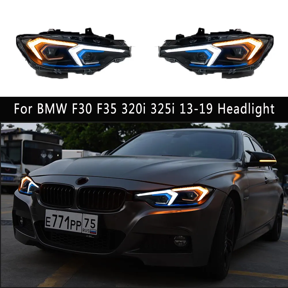 ل BMW F30 F35 المصباح الأمامي LED 13-19 320i 325i LED LED نهار تشغيل لافتة لتيرة إشارة انعطاف العدسة العيون ملاك العيون