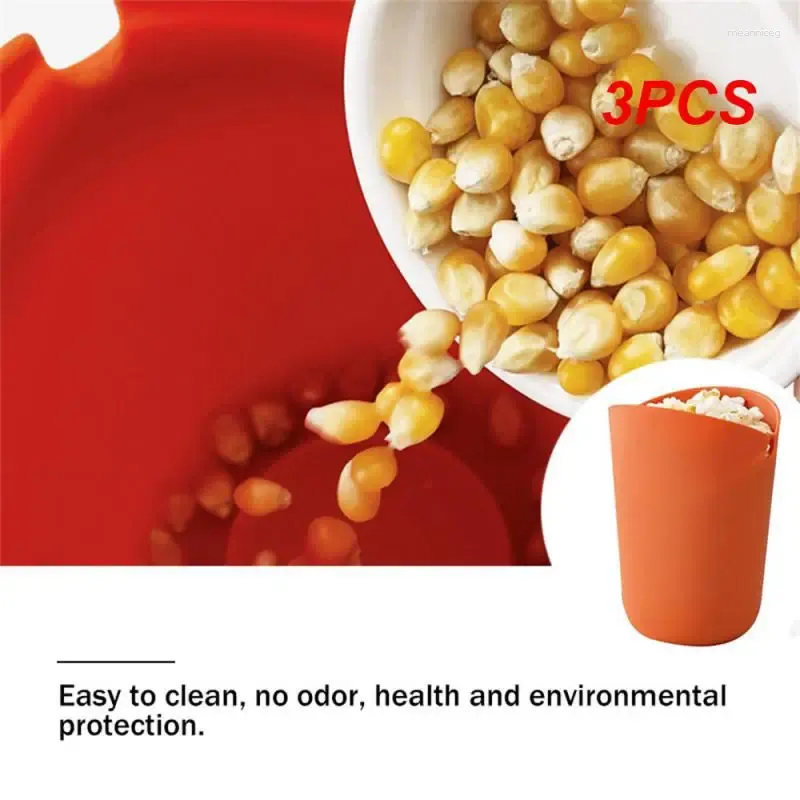 Bols 3pcs Bucket Popcorn micro-ondes pliable en silicone de haute qualité Cuisine Easy Tools Maker de bol