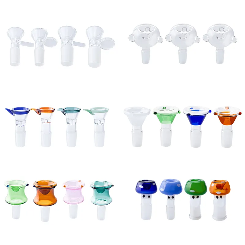 CSYC Rökning Pipe Dabber Tool Tobacco Bowl Mushroom Style 10mm 14mm 19mm Manlig Kvinnlig färgglad Dab Rig Glass Vatten Bong Bubbler Pipes Glass Bowls