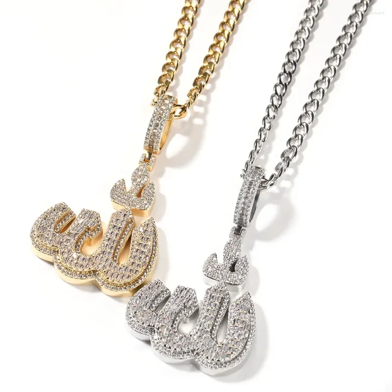 Pendant Necklaces Hiphop Style Men Jewelry Arabic Sign Letter Iced Out Necklace For Boys