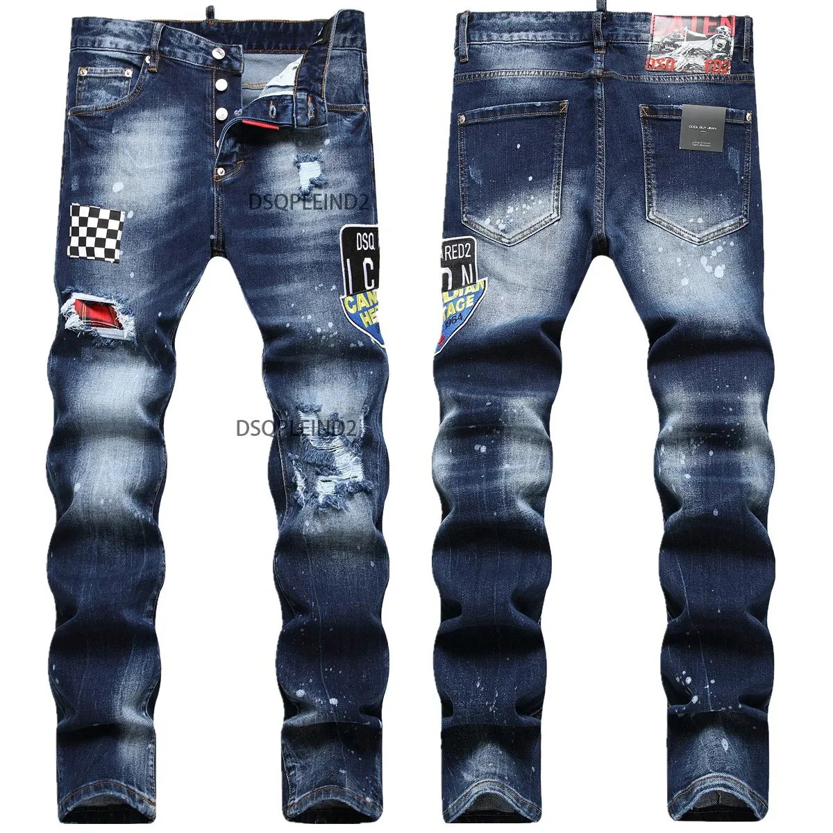 S Winter Denim Pants Men Jeans Blue Multi Pocket Zipper Slimming Casual broek Trendy Fashionable Gedrukte ontwerper 231220