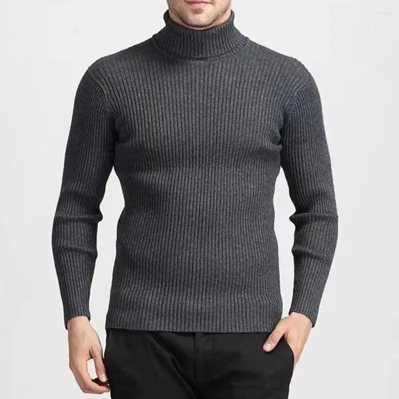 Herrenpullover Herren Strickpullover Rollkragenpullover Warmer Herbst Winter Einfarbiger Pullover mit schmaler Passform, gerippt für