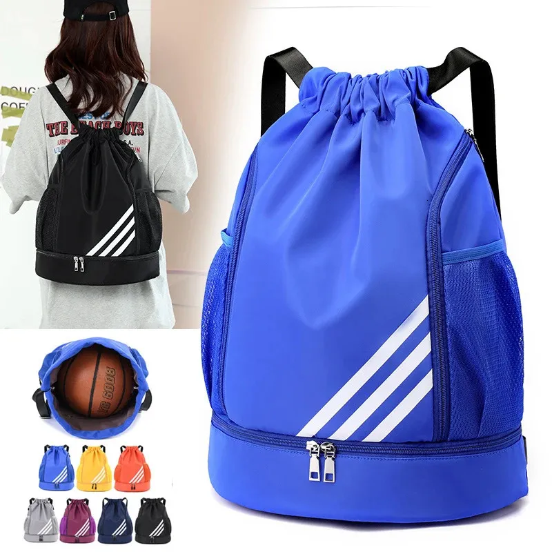 Large Drawstring Soccer Backpack Sports Gym Bag With Shoe Compartment Light Basketball Bag Travel Hiking Daypack for Men Women 231220