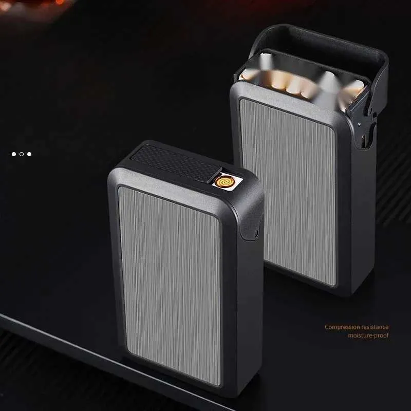 New Sliding Cover Cigarette Case Lighter Portable 20-pack Moisture-proof and Pressure-proof Creative Storage Box