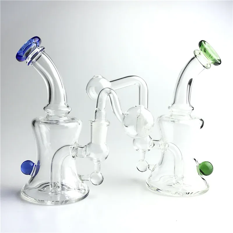 14 mm glazen oliebrander bong met 6,5 inch rood blauw vrouwelijke water bong dikke Pyrex mini dab olieplatforms beker bong 30 mm grote kom oliebrander pijp voor roken