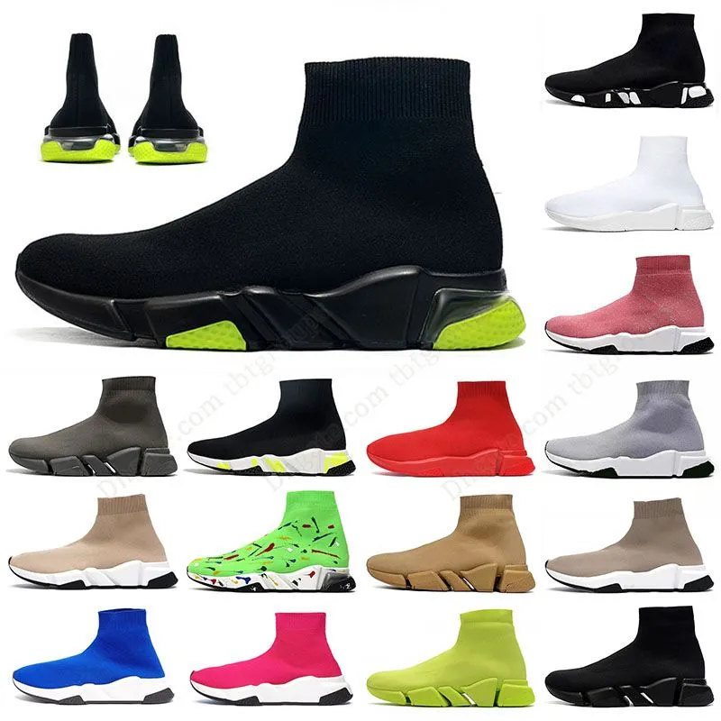 cheap designer sock shoes men women aaa quality platform speedtrainer knit australian boots black volt lime green clear sole red speed trainers Paris runner sneaker