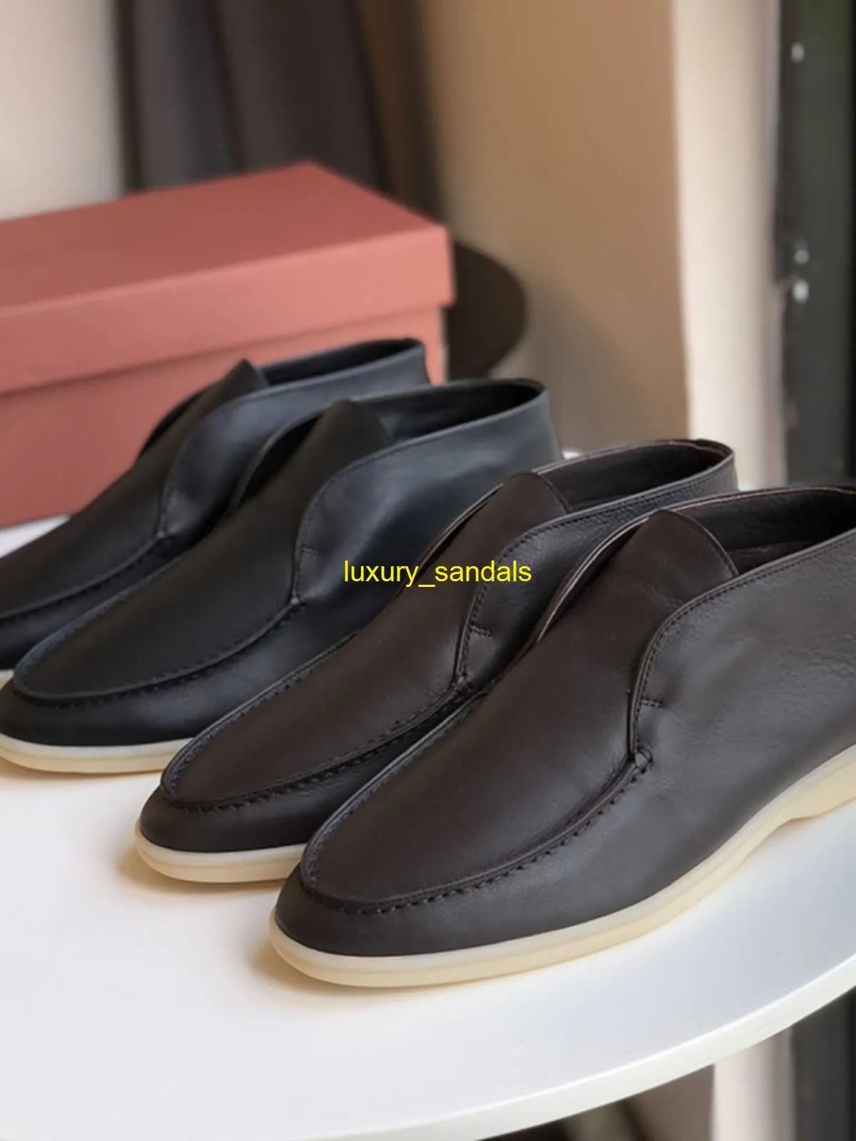 Open Walk Chukka Boots Designer Loropinas Chaussures Loropinas Mocassins pour hommes Lp Winter Cuir véritable Pédale à un pied avec peluche et fond plat épais pour la chaleur an HBO6