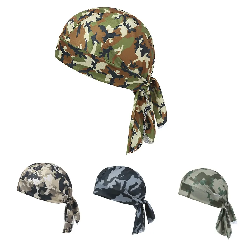 Outdoor Cross-border Camouflage Pirate Hat Cycling Turban Pullover Hat Sun Protection Sports Breathable Digital Printing Hat