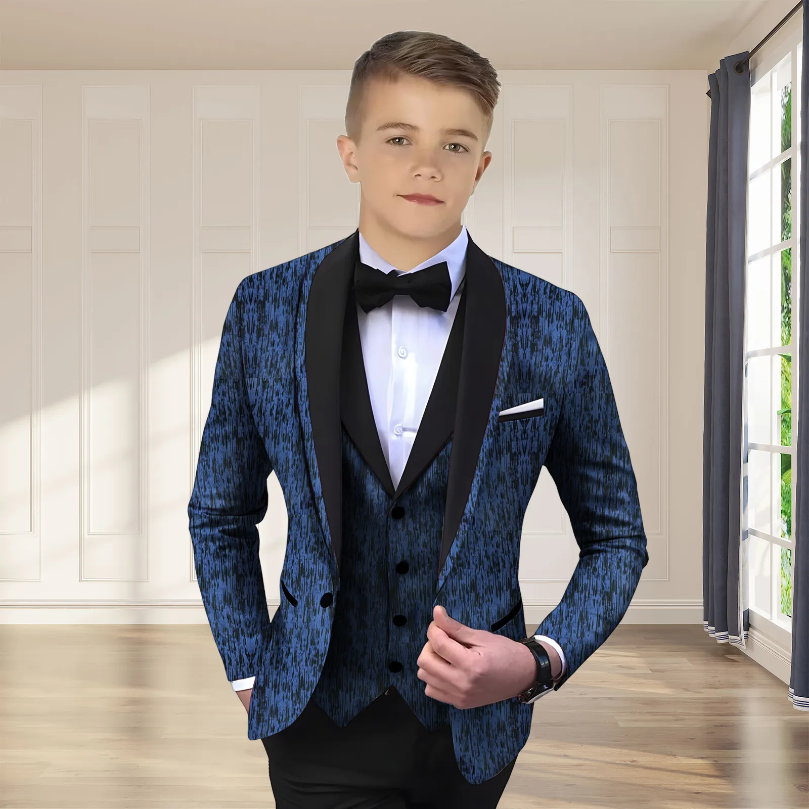 Completo da ragazzo alla moda Set smoking da bambino da 2 a 14 anni Completo da ragazzo Blazer Gilet Pantaloni Smoking da festa di nozze per bambini Anello Ragazzo Festa di compleanno Abito formale ZXY035