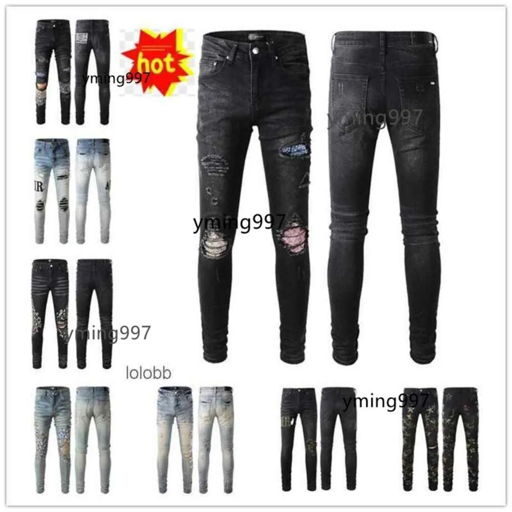 Cyklistdesigner 2024 Herrens nya hål Jean ankomster amiiri amari lyx amirl denim jeans amirlies byxor am coolguy amis pants man imiri kläder 36iq