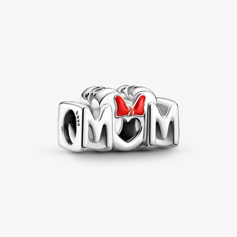 100 % 925 Sterling Silber Maus Schleife Mama Charms passen original europäischen Charm-Armband Mode Frauen Hochzeit Verlobungsschmuck Acce249b