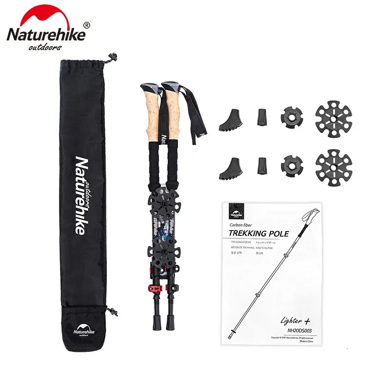 Trekking Poles 2pcs Carbon Fiber Collapsible Telescopic Sticks Lightweight Walking Hiking Stick Climbing Stick 231219