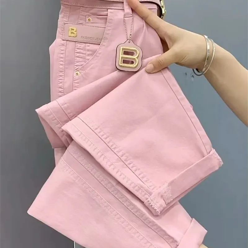 Frauen Jeans Hohe Taille Rosa Denim Harem Hosen 2023 Frühling Sommer Lose Knöchel länge Alle passen Große Größe Gerade M 4XL 231219