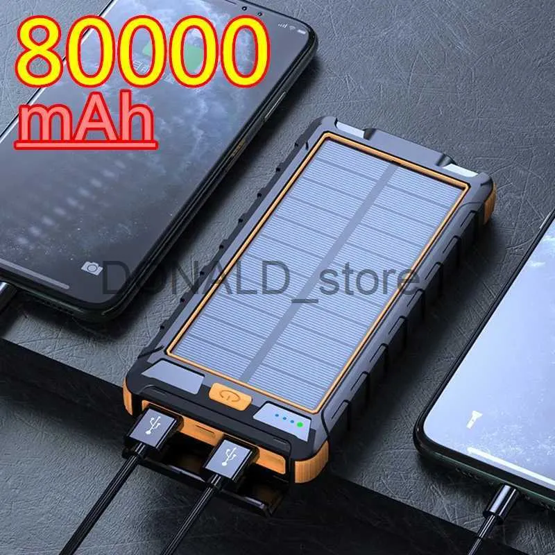 Banki zasilania telefonu komórkowego 80000 mAh Solar Power Bank Portable ładowarka USB Outdoor Duża bateria zewnętrzna dla iPhone'a Samsung Xiaomi J231220