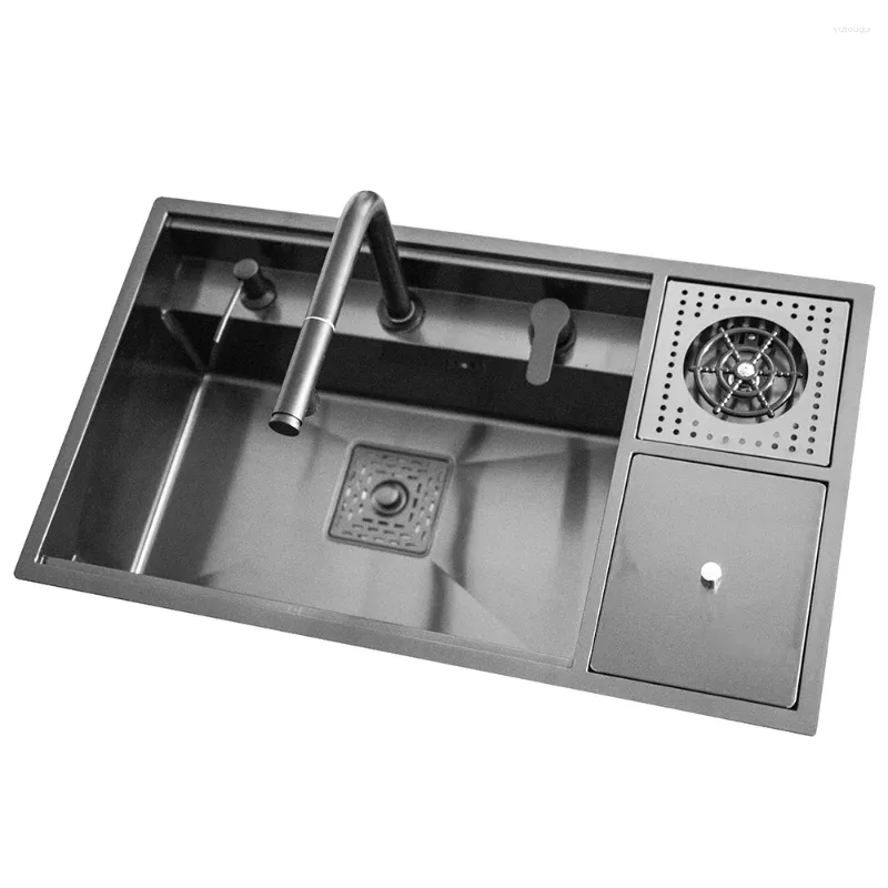 Torneiras de cozinha Cupc Luxury Sinks 304 Aço Inoxidável Farmhouse Sink Rainfall Double Handmade Tigela Undermount com Escorredor