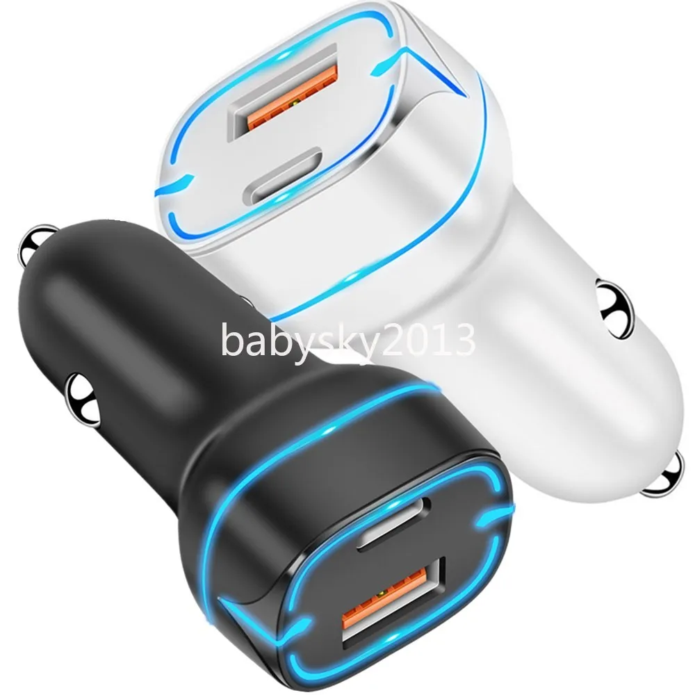 Universal Dual USB Ports USB C Char Charger Quick Charging Car Arggers 20W 12W 2.4A لـ iPad iPhone 13 14 15 Pro Max Samsung S22 S23 Xiaomi Huawei B1