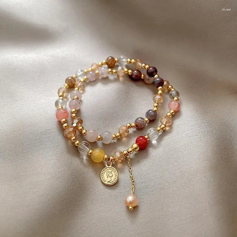 Bransoletki uroku spersonalizowana vintage perłowa bransoletka dla kobiet mody krystaliczna elastyczna ropa koreańska biżuteria