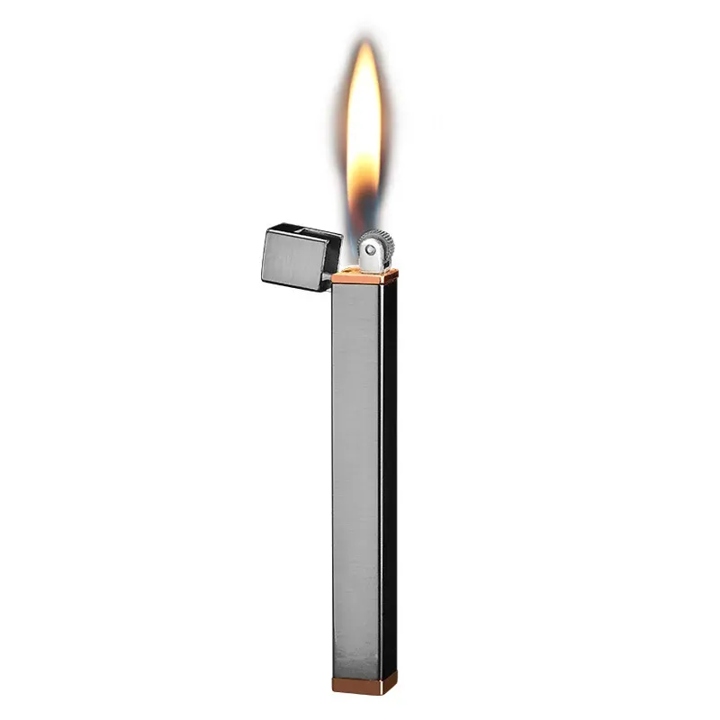 Slim Mini Lighter Refillable Butane Gas Convenient and Lightweight Cigarette Flame Lighter Grinding Wheel Metal Lighter