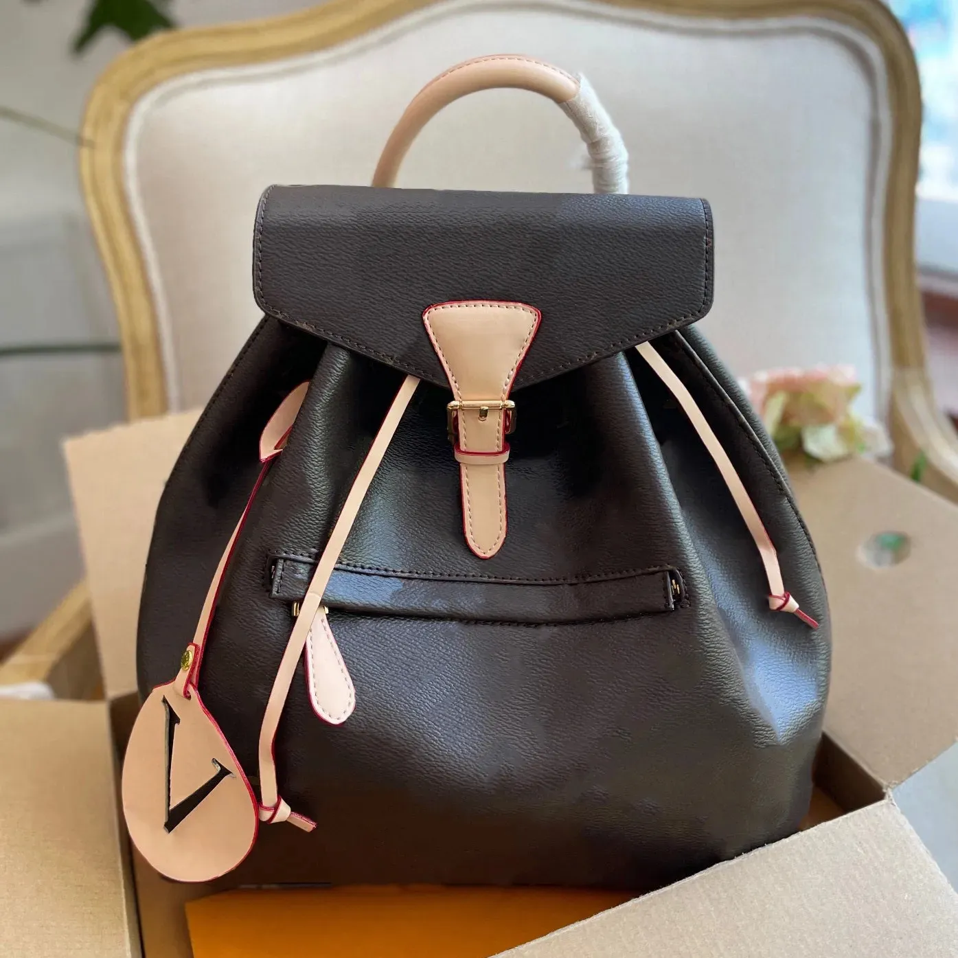 Mochilas de lujo para mujer, bolso de hombro, mochila de diseño clásico, mochila grande a la moda, patrón de tablero de ajedrez, bolso pequeño para mujer, viaje, cuero vintage, dicky PRPU