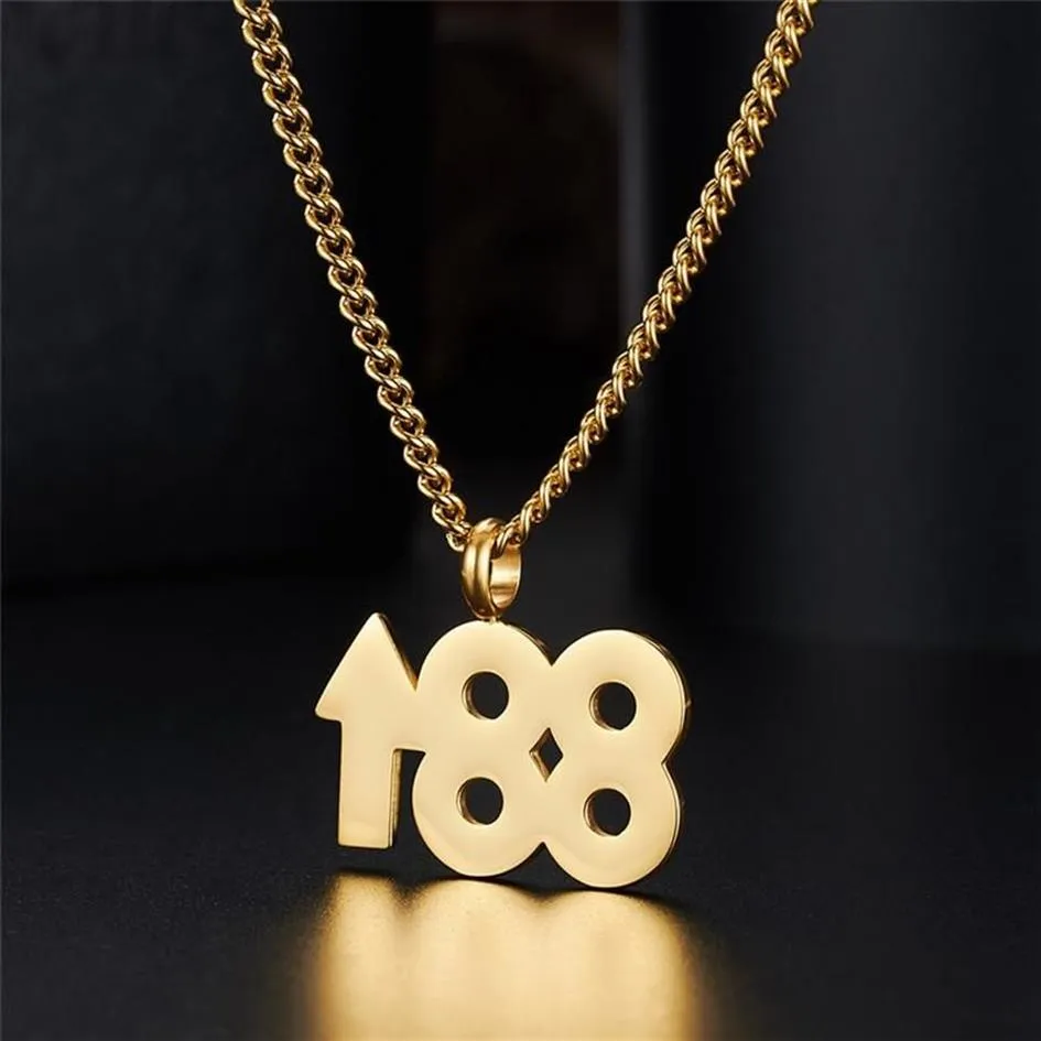 Manlig titanstålhalsband 88 upp stigande hänge Simple Number Dingle Chain Unisex Jewelry Gifts Chains3210