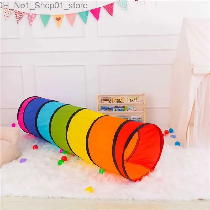 TOY TENTEN 1PC kleurrijke kindertunneltenten kruipen tunnel opvouwbare vouwende binnen kinderen speel huis tent meisjes jongen school decoratie Q231220