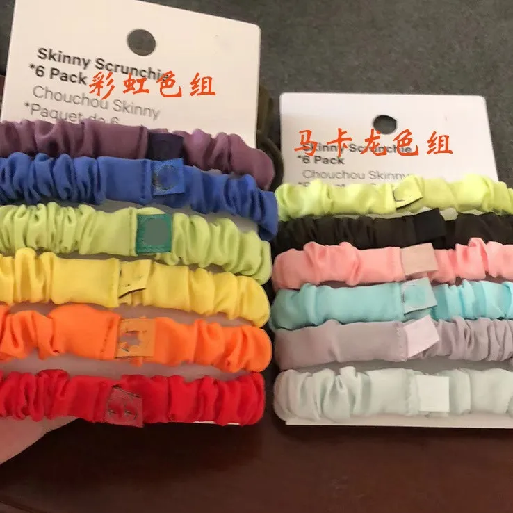 LU Sports Multi -color Elastic Hair Rope Hair Ring Headwear Hair Band 6pcs Each Pack