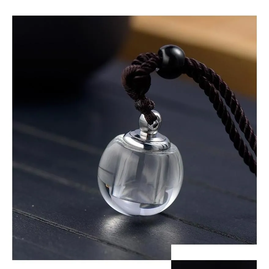 Pendant Necklaces Transparent Crystal Bottle Essential Detachable Oil Container Lanyard Necklace White Ornament For Womenpendant Dro Ot3V5