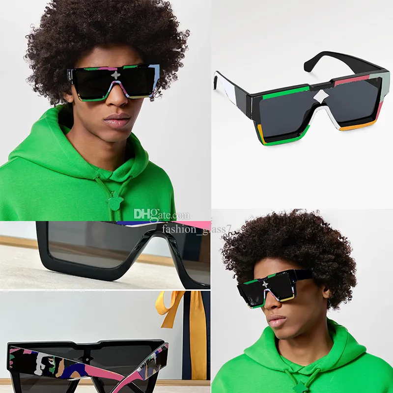 Neue Herren-Sonnenbrille mit Cyclone-Maske, mehrfarbig, Retro-Druck, UV400-beständig, lange Sonnenbrille mit großem rechteckigem Rahmen, Z2031, Z1547