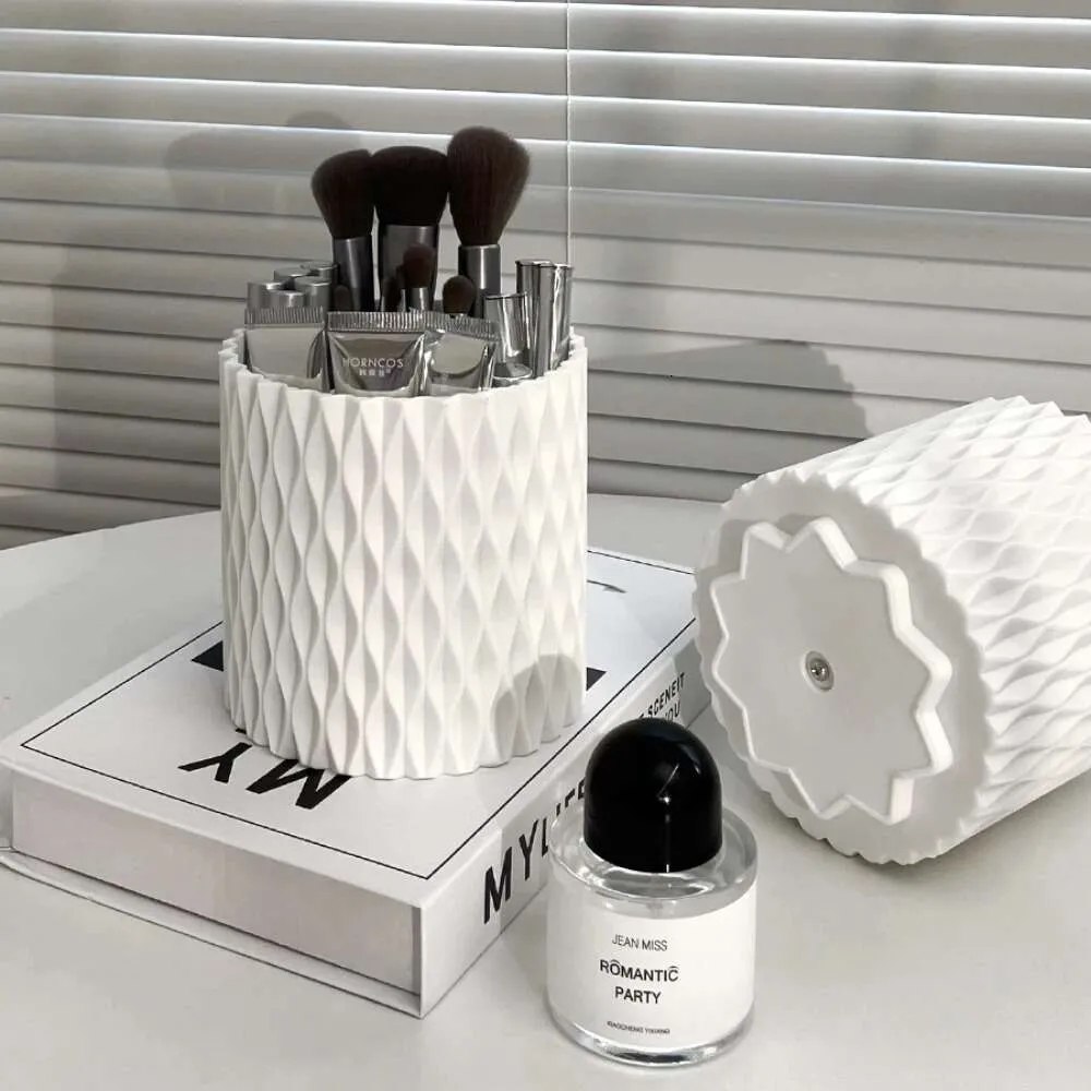 Uppgradera ins roterande makeup borste kopphållare förvaringslåda arrangör multifunktionell skrivbordsögonbryn penna makeup borste arrangör hållare
