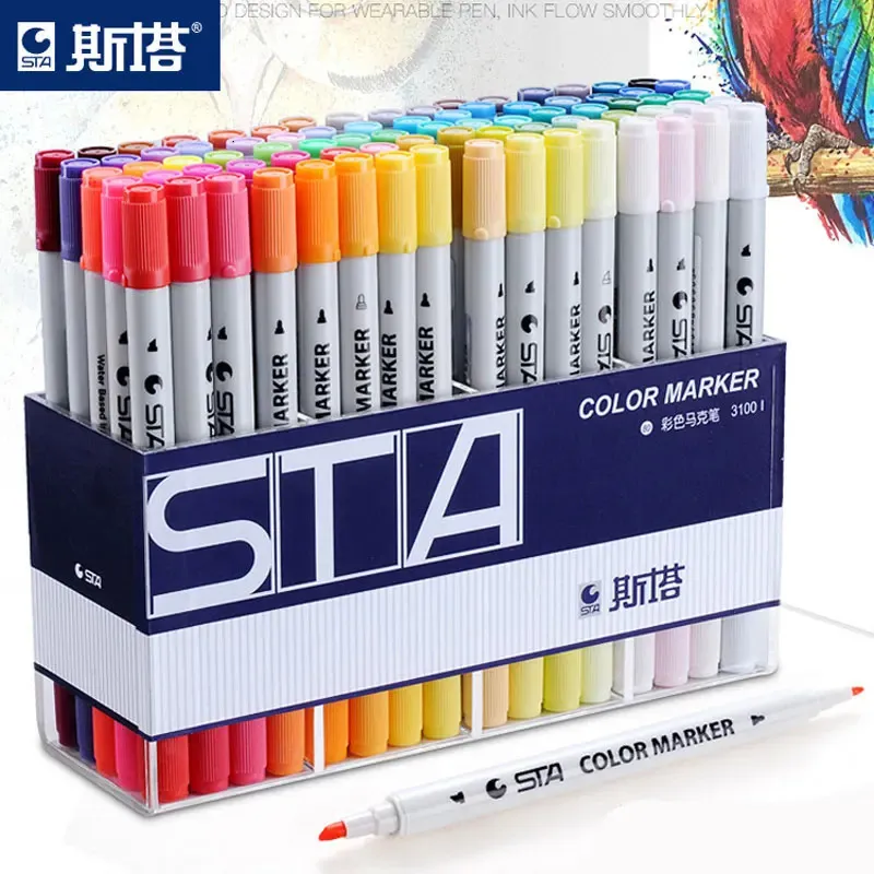 STA24364880 Color Artist Watercolor Marker Pen Doubleheaded Comic Hook Line Art Painting Paint Soft Brush Stationery 231220