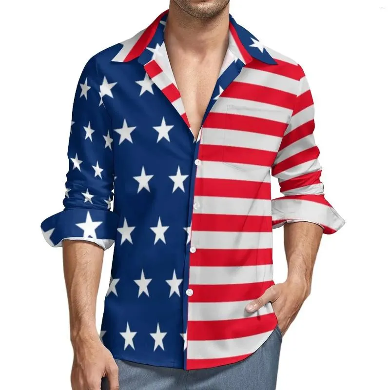 Freizeithemden für Herren, amerikanische Flagge, Hawaii-Hemd, Grafikdruck, modisch, Strand, Sommer, Revers