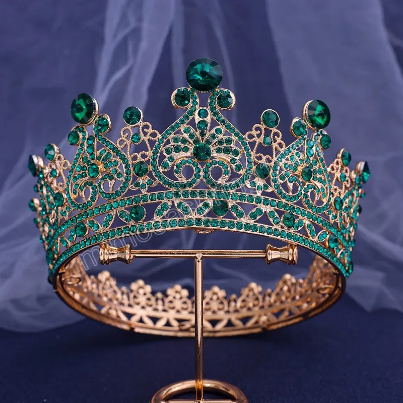 Green & Rose Red Crystal Tiara Crown - Womens Bridal  display picture 1