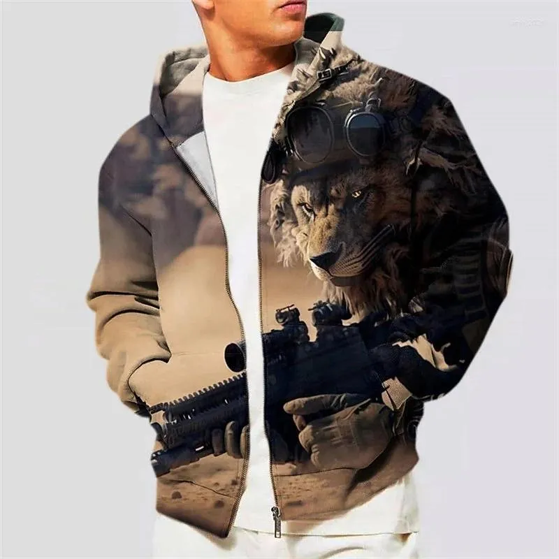 Sweats à capuche pour hommes Sweat à capuche animal pour hommes Lion Print Automne Pull à manches longues Mode Casual Daily Street Sweat-shirt surdimensionné Vêtements