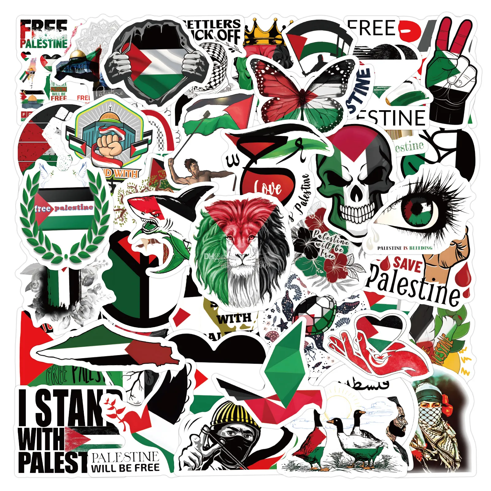 Nieuwe 60 STKS Gratis Palestina Stickers Liefde En Vrede Sticker Gemengde Telefoon Bagage Case Waterdichte Sticker Bulk Veel