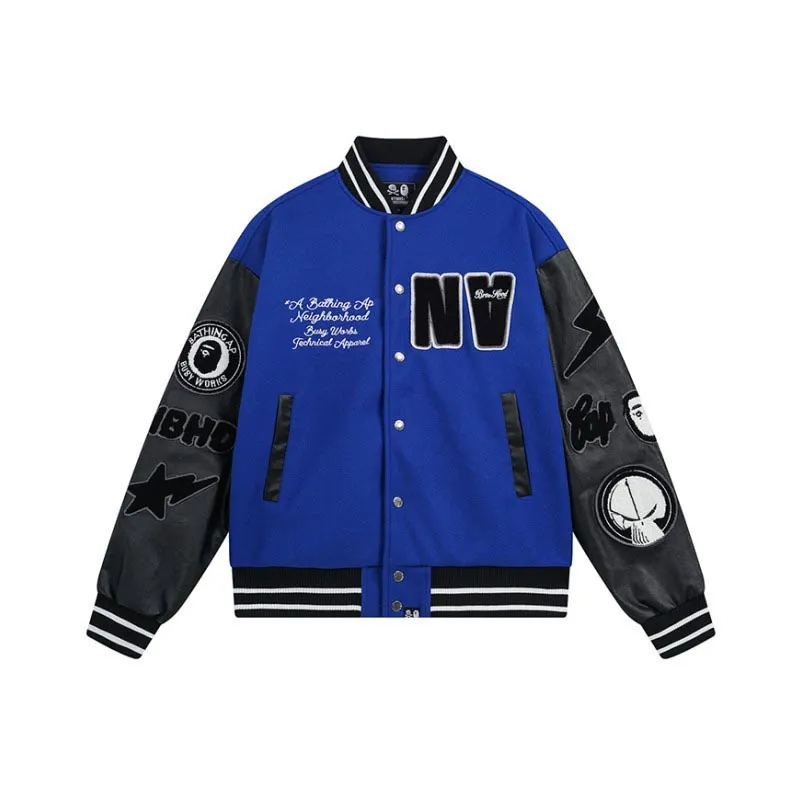 Limited Edition Crazy Patch Varsity Jacket with PU Leather