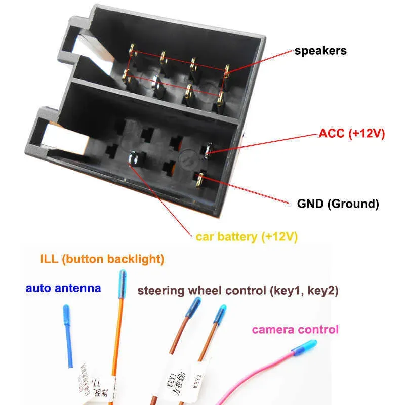 16 Pin to ISO Cable Adapter 16P Plug Connector Wiring Harness Universal Accessory Wire For 2 Din Radio Car Android Head Unit