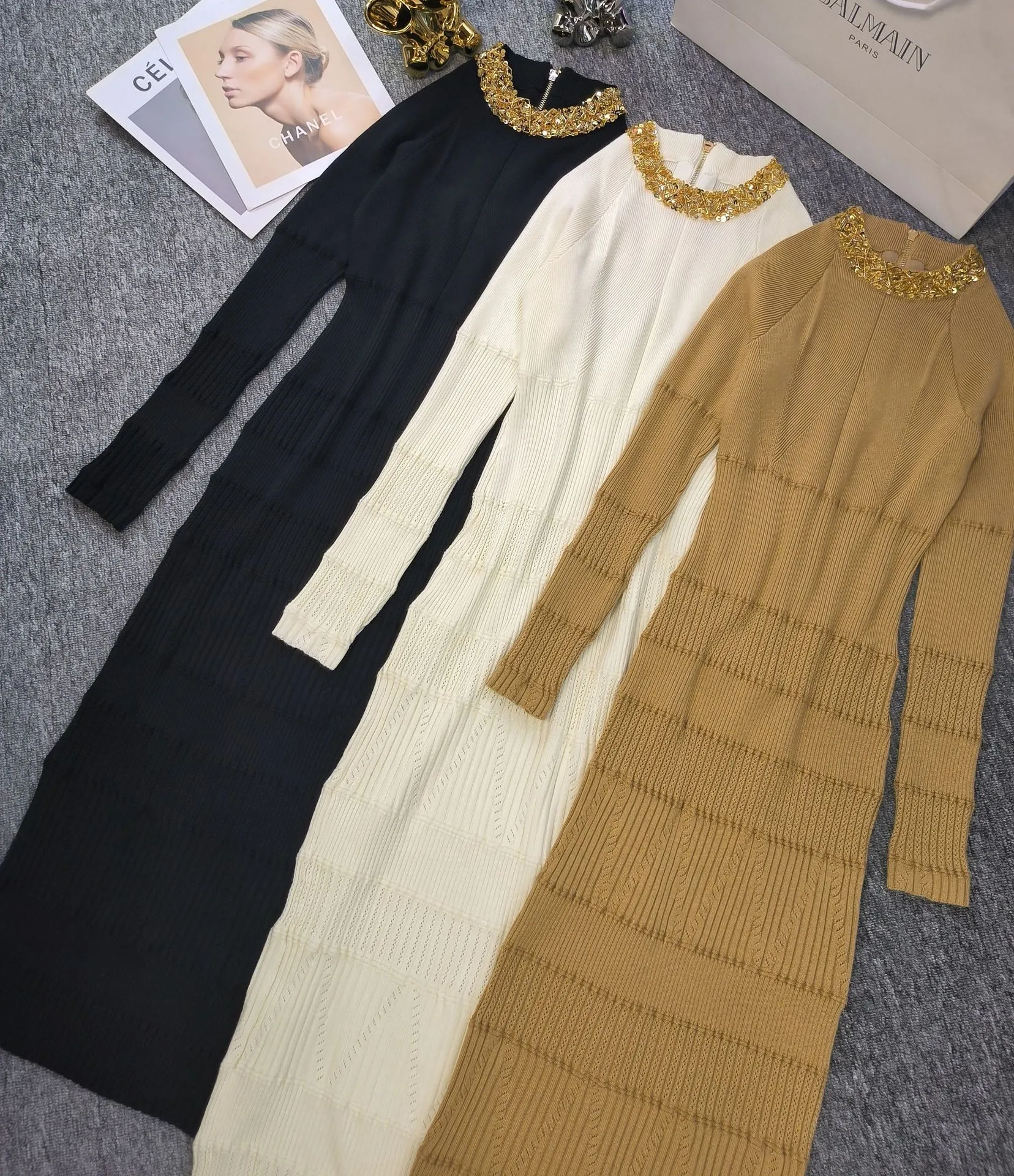 Self Portrait Beaded Slim Fit Elastic Wrap Acetate Knit Dress with Polka  Dot Pattern from Dhgate Basic & Casual Dresses - price 78.6