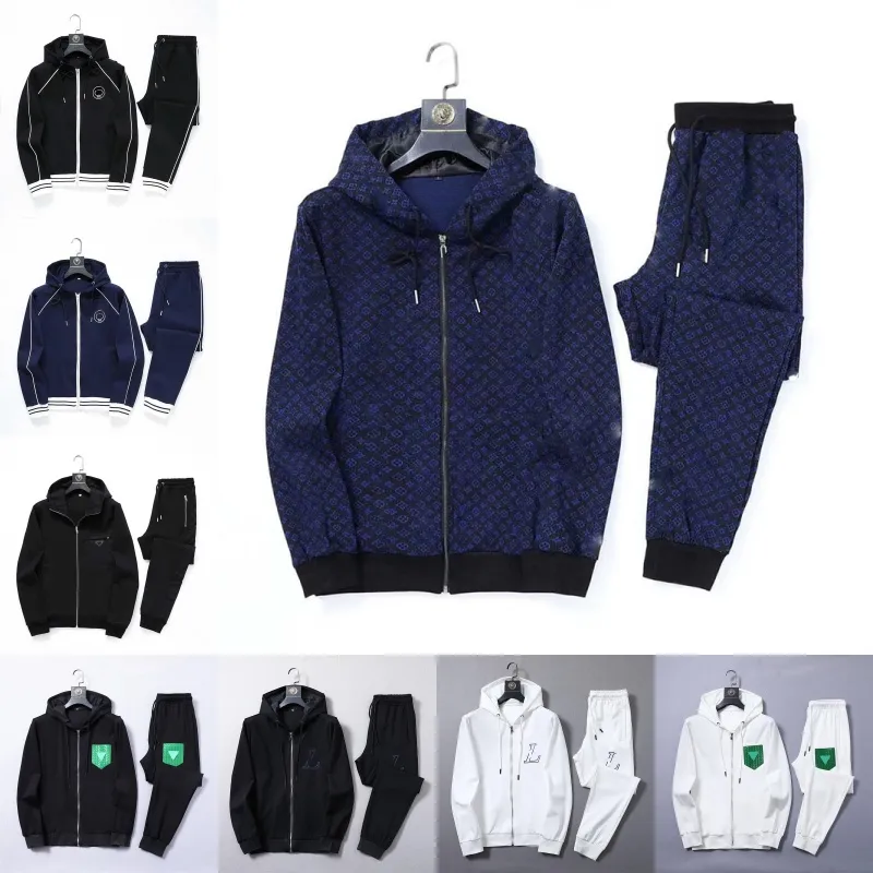 Herrdräktdesigner Hooded Sportswear Europe och USA: s tvådelar med kvinnors långärmade hoodiejacka byxor Spring och Autumn Sportswear M-3XL