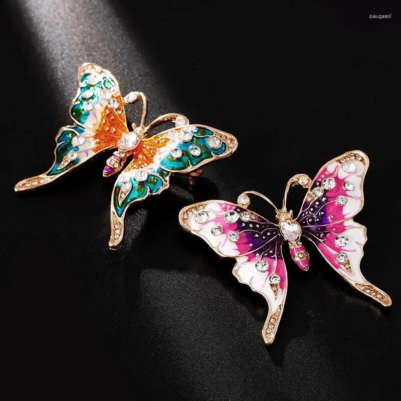 Brooches Fashion Rhinestone Colorful Enamel Butterfly Pin Insect Coat Brooch Jewelry Gift High Quality Wholesale