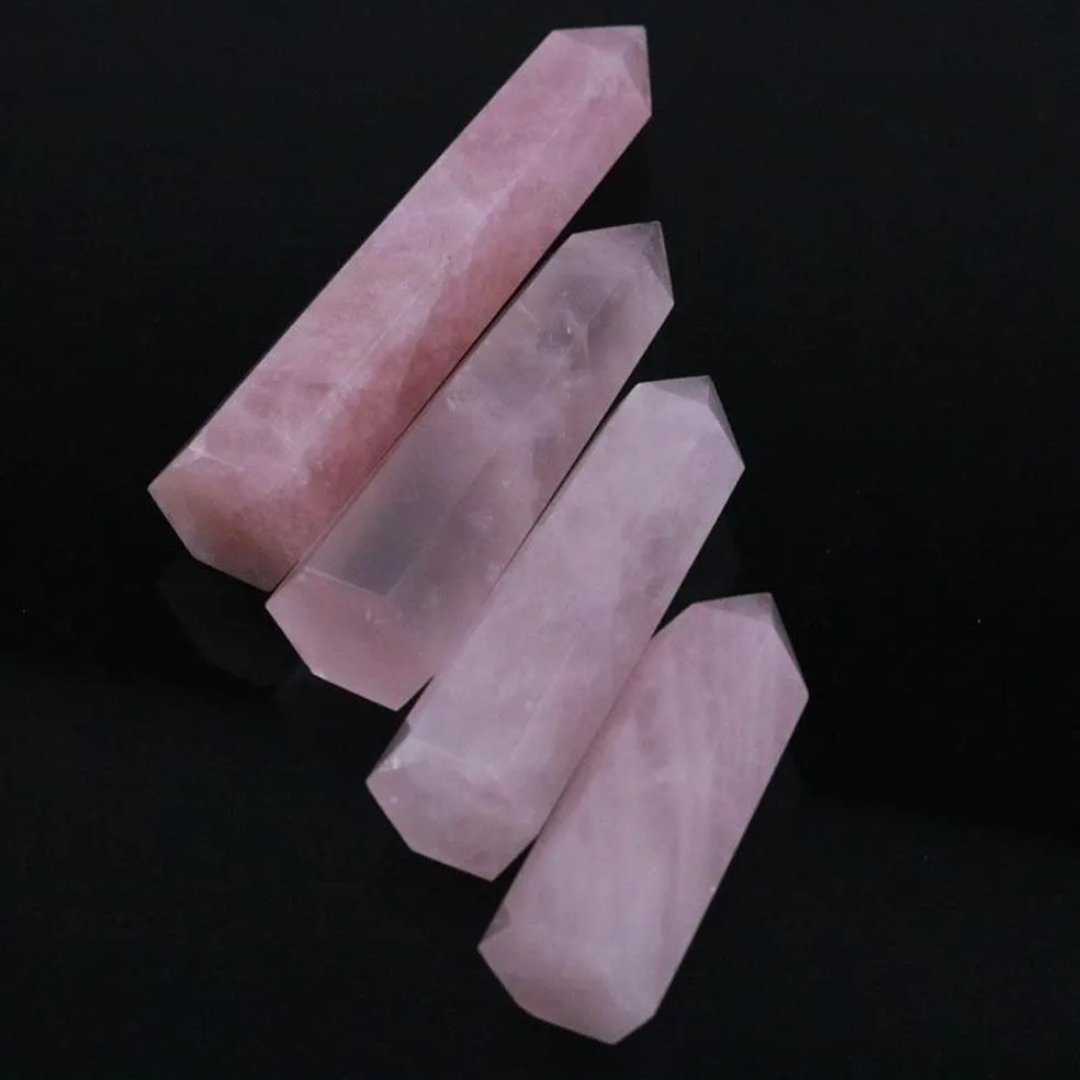 70-80MM roche naturelle Rose Quartz cristal baguette Point guérison pierre minérale Pink247j