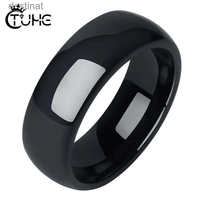 Pierścień Solitaire Never Fade 8 mm szerokość szerokości pierścienia ceramiczne dla mężczyzn kobiety fajne pierścionki zespołu gładkie wygodne pierścienie ślub Prezent Rozmiar 6-10L231220